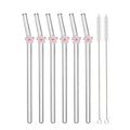 Axyaa Flower Glass Straw Set - 6pcs for Juice Smoothies Milk Party Bar