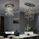 Axyaa Stone Chandelier: Modern Luxury LED Crystal Pendant Lights for Living Room