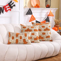 Axyaa Gilded Pumpkin Halloween Pillowcase Set - Orange Festival Decor - Soft Throw Cushion Cover