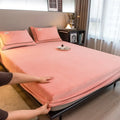 Axyaa Milk Velvet Fitted Sheet 160x200, Extra Warm, Elastic Band, Solid Color