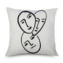 Axyaa Minimalist Matisse Portrait Linen Pillow Case, Sofa Decor, Simple Line Drawing