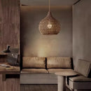 Axyaa Rattan Chandelier: Elegant LED Pendant Light for Home, Restaurant & Hotel
