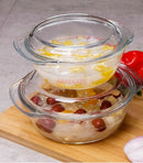 Axyaa 1000ml Glass Microwave Heating Bowl with Lid - Heat-Resistant Soup & Salad Plate