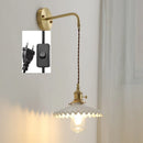 Axyaa Ceramic LED Wall Lamp with Pull Chain Modern Copper Wandlamp