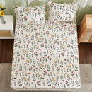 Axyaa Multicolor Floral Print Fitted Sheet Set - Modern Minimalist Bedding