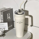 Axyaa Large Capacity Stainless Steel Thermos Bottle with Straw