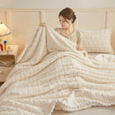 Axyaa Cozy Bear Pattern Fleece Blanket for Sofa Bed, Spring/Autumn Soft Plush Throw