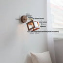 Axyaa Walnut Wood LED Wall Light Sconce with Pull Chain Switch Glass Bedside Lamp