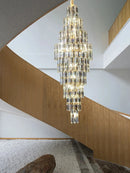 Axyaa Luxury Crystal Chandelier for Villa Living Room and Spiral Staircase