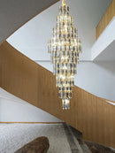 Axyaa Crystal Spiral Staircase Chandelier: Luxury Hotel & Villa Living Room LED Lighting