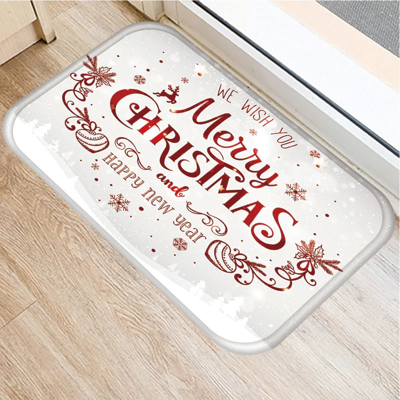 Axyaa Christmas New Year Home Decor Entrance Door Mat Non-Slip Living Room Hallway Carpet