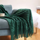 Axyaa Chunky Knit Throw Blanket: Soft Cozy Cable Knitted with Tassels, Luxe Home Decor & Gift