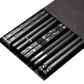 Axyaa Black Alloy Chopsticks Set - 5 Pairs for Sushi, Noodles, and More