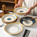 Axyaa 8-Inch Ceramic Japanese Dining Serving Plates, Set of 4