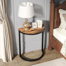 Axyaa Half Round Wood Accent Table with Metal Frame, Small C-Shaped End Table