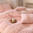 Axyaa Winter Rabbit Fleece Bedding Set: King Size Luxury Duvet Cover with Sheets
