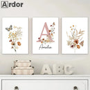 Personalized Wildflower Poster Custom Name Canvas Painting by Axyaa - Baby Kids Living Room Wall Art