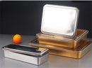 Axya Stainless Steel Gold Plate Set with Lid Cover - Rectangle Baking Pan Tray