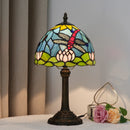 Axyaa Dragonfly Style Stained Glass Table Lamp for Bedroom and Living Room