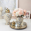 Axyaa Ceramic Light Luxury Electroplated Vase: European Style Decorative Storage Craft