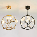 Axyaa Birdcage Branch Chandelier: Nordic Design Halo Lamp for Dining, Kitchen, or Restaurant