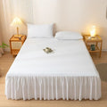 Axyaa Solid Color Bed Skirt with Elastic Band, Queen/King Size, Brushed Fabric