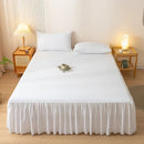 Axyaa Solid Color Bed Skirt with Elastic Band, Queen/King Size, Brushed Fabric