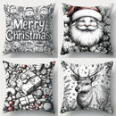 Axyaa Christmas Santa Deer Merry Words Cushion Cover for Sofa Bedroom Car Pillow