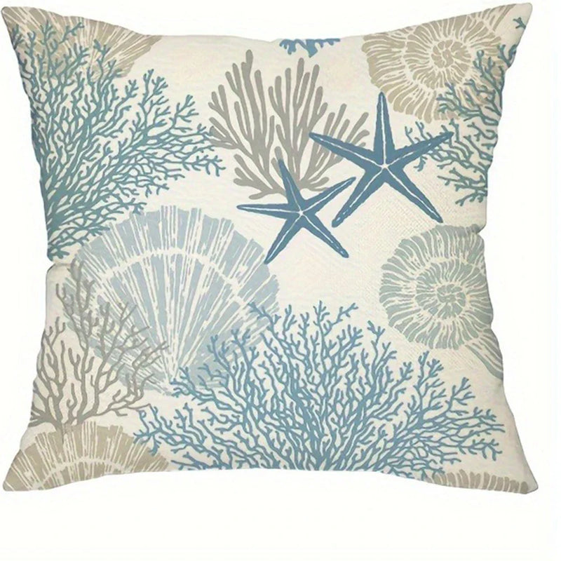 Axyaa Coral Starfish Print Pillowcase for Home Decoration