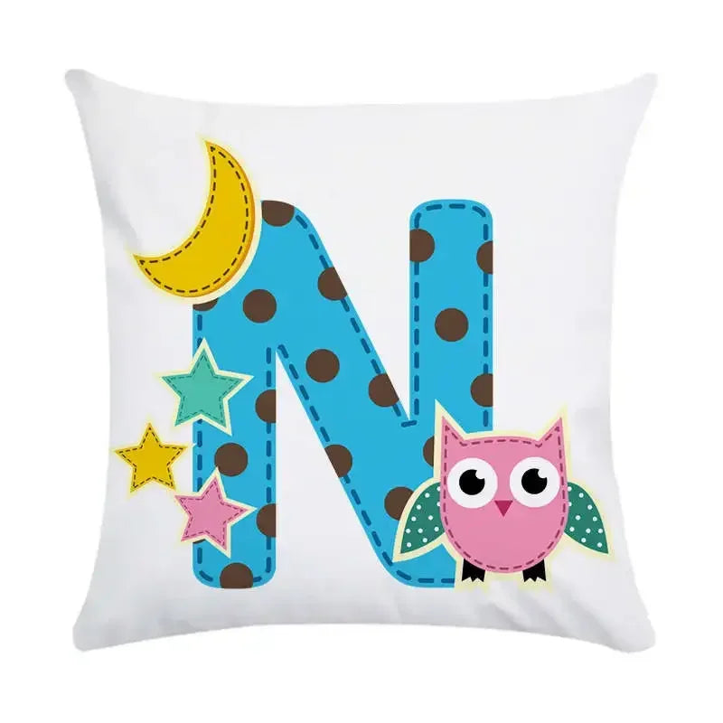 Axyaa Animal Letter Printed Decorative Polyester Pillow Cover for Home, Car, Sofa