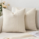 Axyaa Farmhouse Patchwork Beige Pillow Covers Set