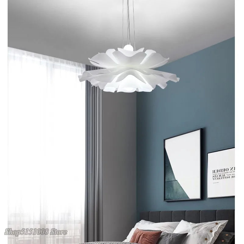 Axyaa White Acrylic LED Chandelier for Modern Nordic Bedroom and Living Room