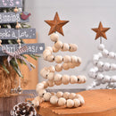 Axyaa Mini Wooden Bead Tree Ornaments with Star Topper, Rustic Farmhouse Style