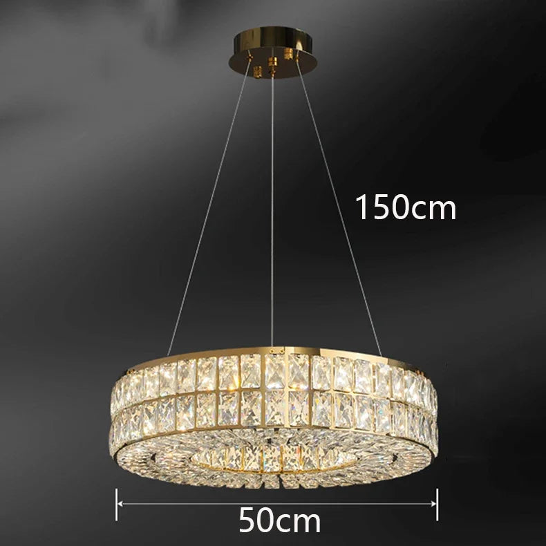 Axyaa Crystal Circle Pendant Light: Minimalist Modern Luxury for Elegant Bedrooms