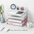 Axyaa 4-Layer Stackable Pink Desk Organizer - Metal File Tray for Desk Organization