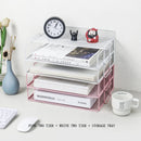 Axyaa 4-Layer Stackable Pink Desk Organizer - Metal File Tray for Desk Organization