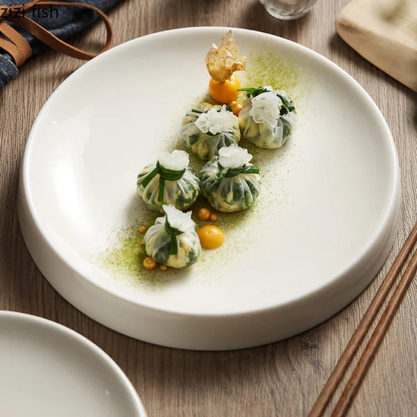Axya Ceramic Dinner Plate Set - Specialty Round Sushi & Steak Trays