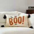 Axyaa Halloween Bat Boo Embroidery Throw Pillow Cover
