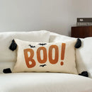 Axyaa Halloween Bat Boo Embroidery Throw Pillow Cover