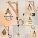 Axyaa Country Style Wood Rope Wall Lamp Retro Cafe Bedroom Light