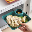 Axyaa Large Square Divided Tray Dumpling Plate Steak Fries Organizer Tableware
