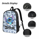 Axyaa Stitch Backpack Set with Lunch Box & Pen Bags for Kids