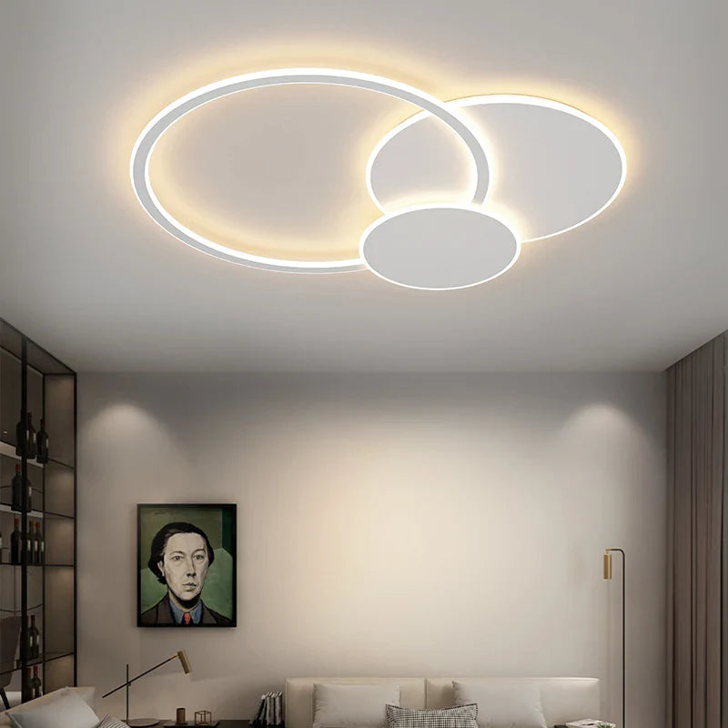 Axyaa White Round LED Chandelier with Remote for Home Decor & Lighting Fixture