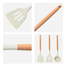 Axyaa Silicone Wooden Handle Kitchen Utensils Set