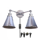 Axyaa Loft Plug-in LED Wall Lamps 2 Heads Silver Vintage Lighting