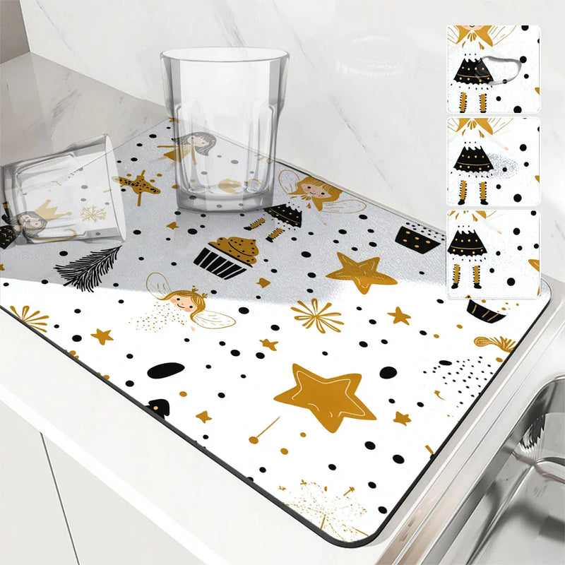 Axyaa Cartoon Girl Stars Polka Dots Kitchen Table Mats