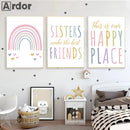 Rainbow Sisters Friends Nursery Wall Art Print for Axyaa Baby Girls Room