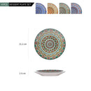 Axyaa Bohemian Style Ceramic Plate Set - 6/12 Piece Small Dessert Plate, 8.5 Inch