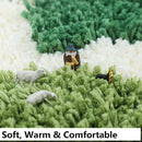 Axyaa Green Leaf Fluffy Bath Mat - Non Slip Plush Microfiber Bathroom Carpet