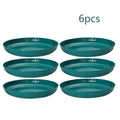 Axyaa Dark Green Striped Plastic Plate Set - Reusable Household & Outdoor Camping Snack Plates